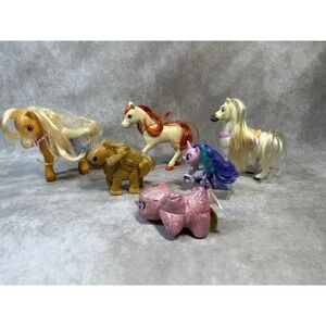 Lot of 6 Toy Horses Pony Doll Figures Disney Barbie‎ Shortcake Little Pony Pixie